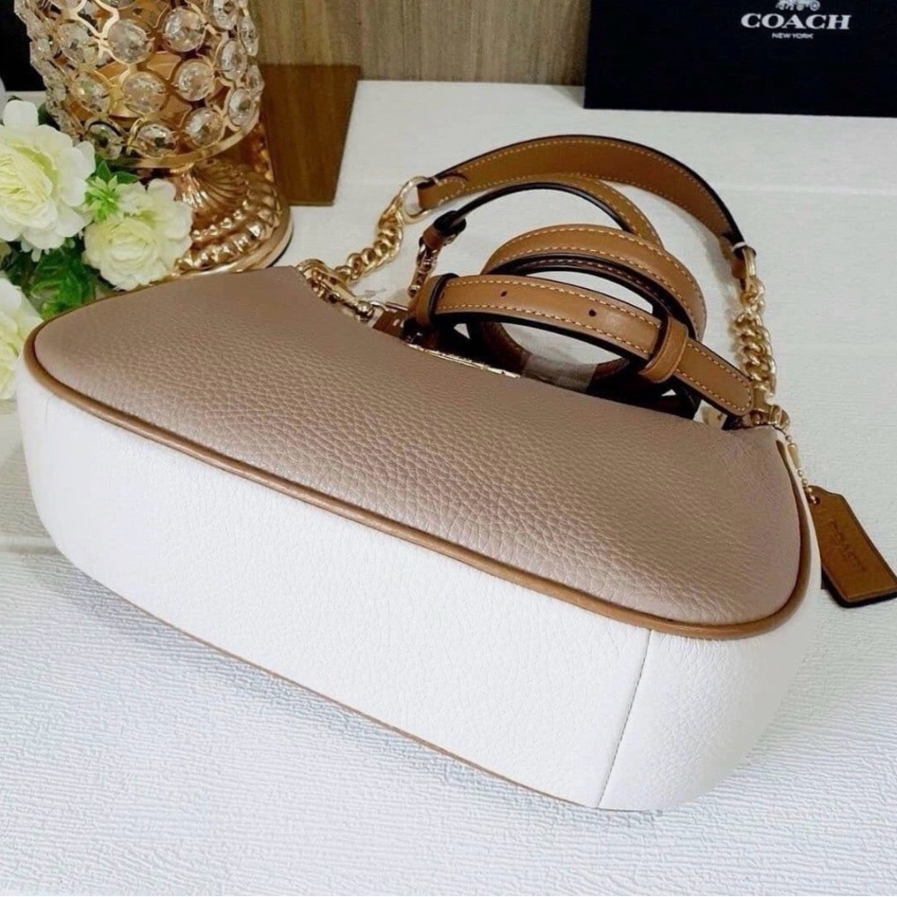 Coach-Teri Shoulder Bag in Colorblock Taupe/Multi Pebble Leather - Picture 7 of 9